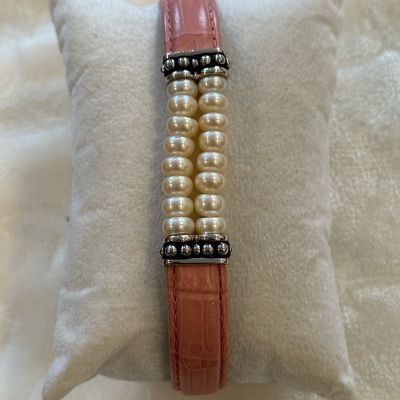 Honora Pink Leather & Pearl Bracelet – Genuine Leather, Silver Accents - EUC - Picture 2 of 13